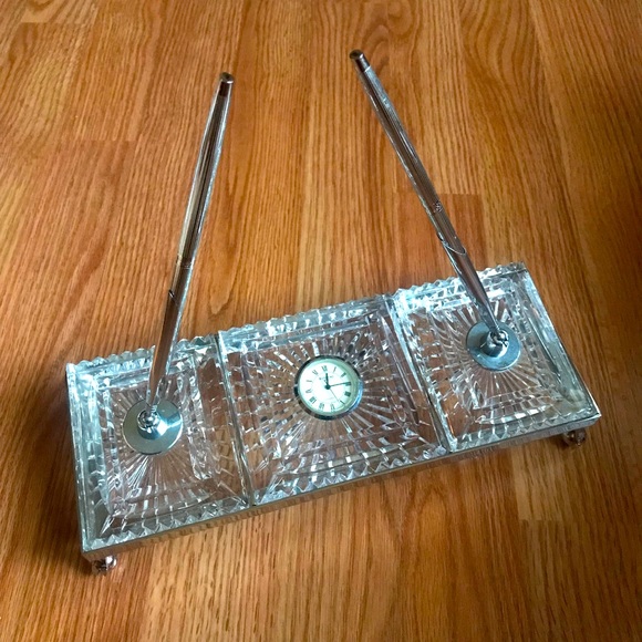 Waterford Crystal Other - Waterford Crystal Pen & Pencil Glass Desk Set w/metal holder-Original box